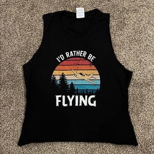 Black Graphic Tank Top - I'd Rather Be Flying